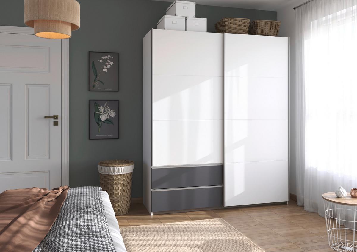 Schwebetürenschrank Stoke Grau Weiß B: 175 cm - Weiß/Grau, MODERN, Holzwerkstoff (175/210/59cm) - Rauch Möbel