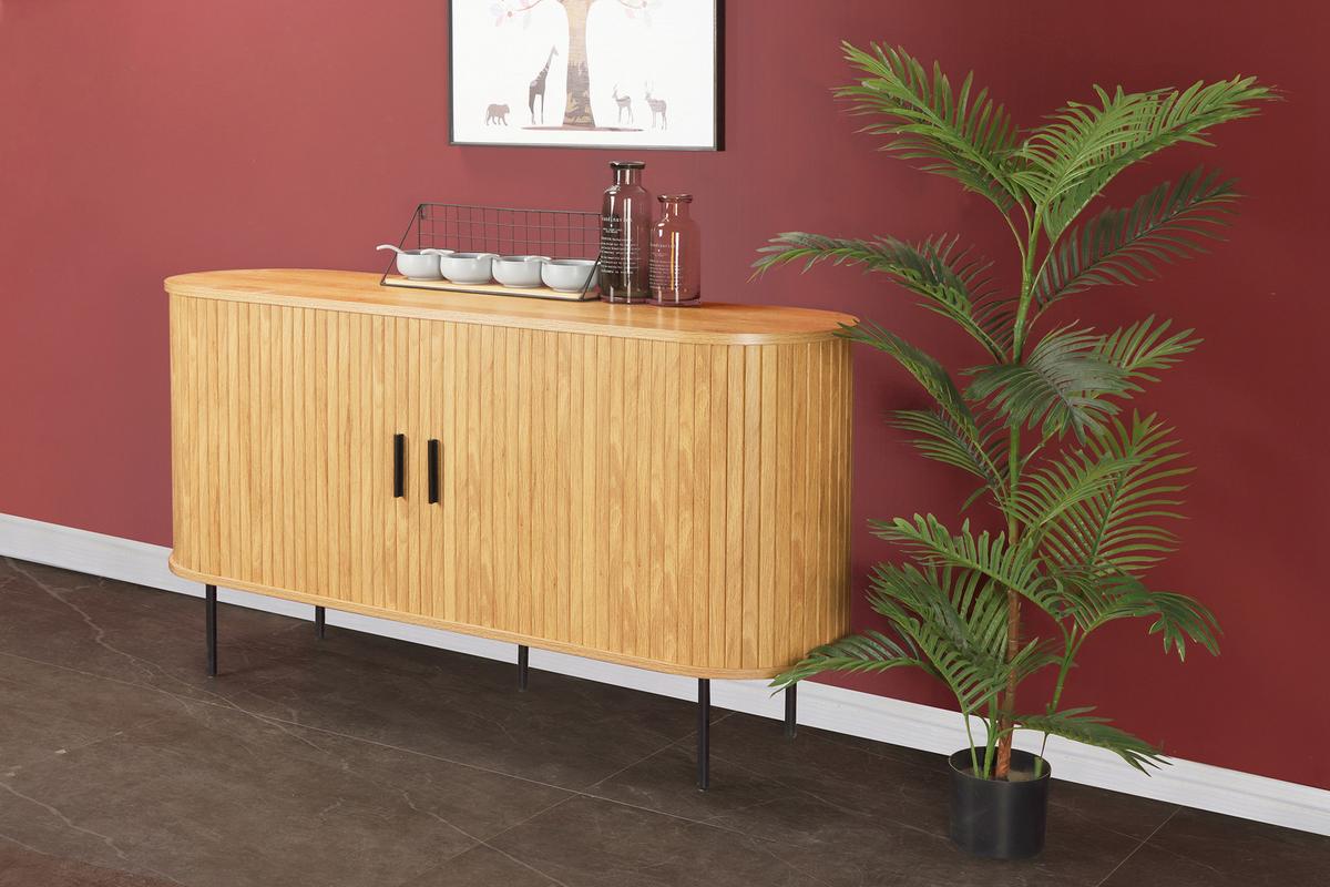 Sideboard Naturfarben/schwarz, B: 140cm - Schwarz/Naturfarben, Design, Holzwerkstoff (140/76/40cm) - Livetastic