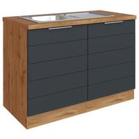 Spülenschrank Florenz B: 120 cm Grau/Eiche Dekor - Eiche Wotan/Grau, Design, Holzwerkstoff (120/86/60cm) - Held