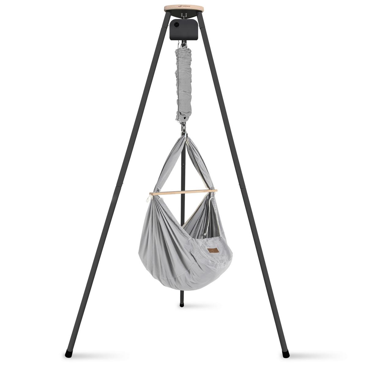 Federwiege Federwiegenset - Anthrazit/Grau, Basics, Kunststoff/Textil (135/194/135cm) - SCHMUSEWOLKE