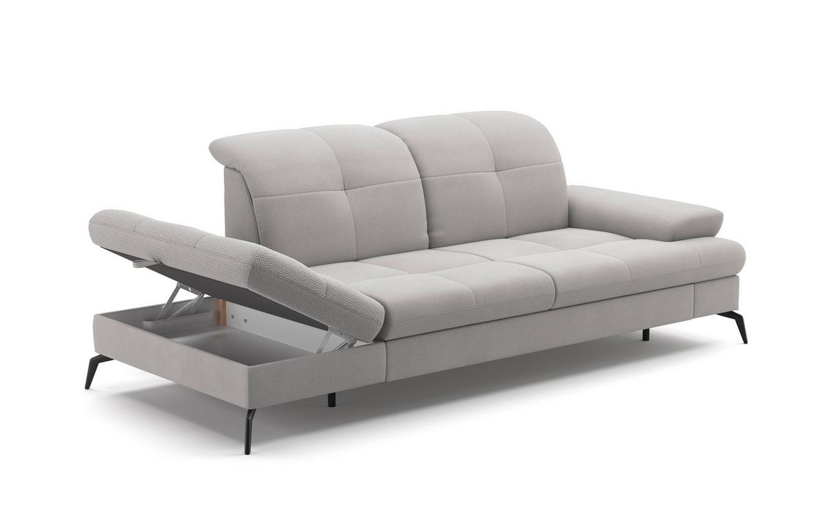 Récamiere Amica E, Silberfarben B: 231cm - Silberfarben/Schwarz, KONVENTIONELL, Textil (231/90/122cm) - Sit & More