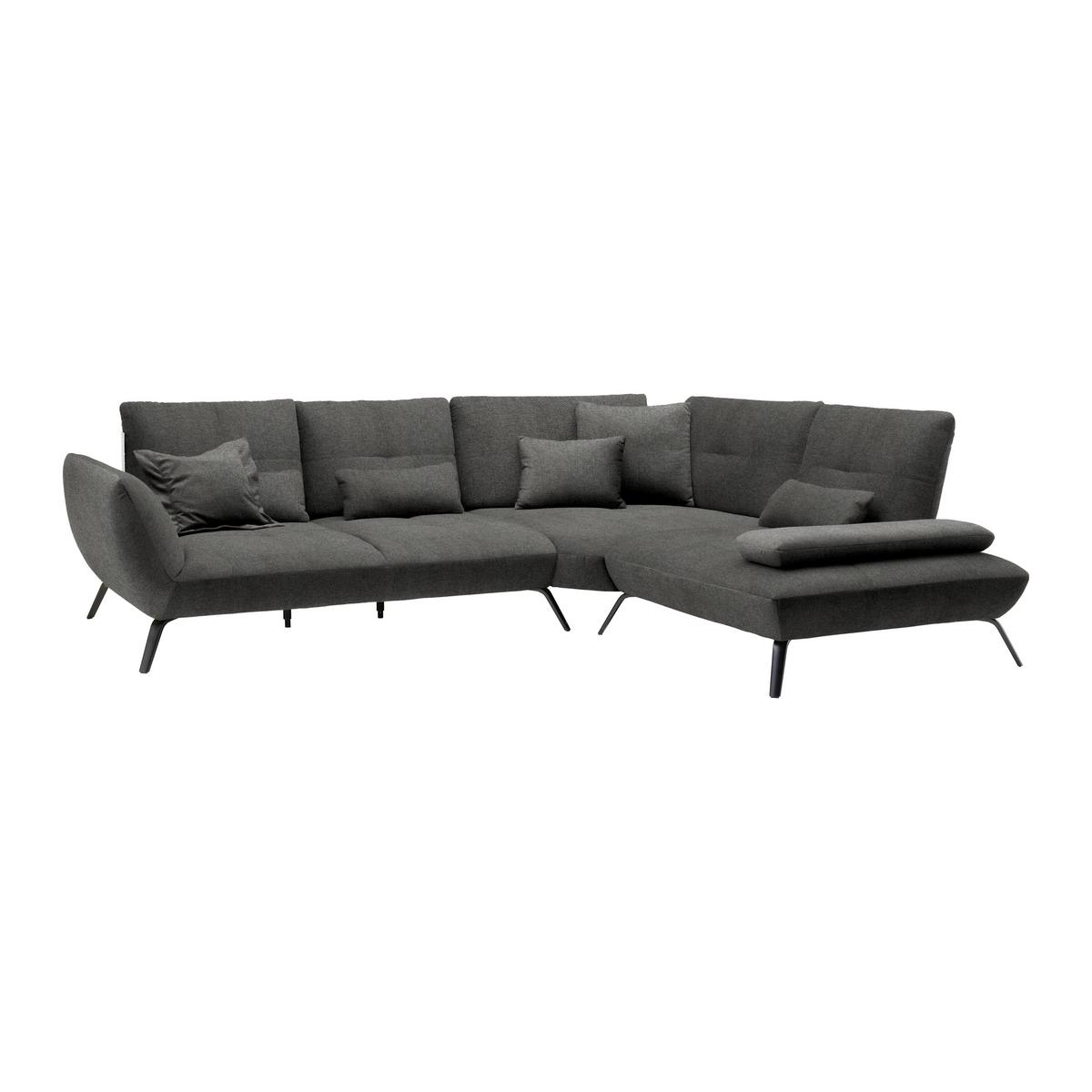 Rohová sedačka TRENDY, pravá, antracitová - černá/antracitová, Moderní, kov/kompozitní dřevo (310/93/250cm) - Premium Living