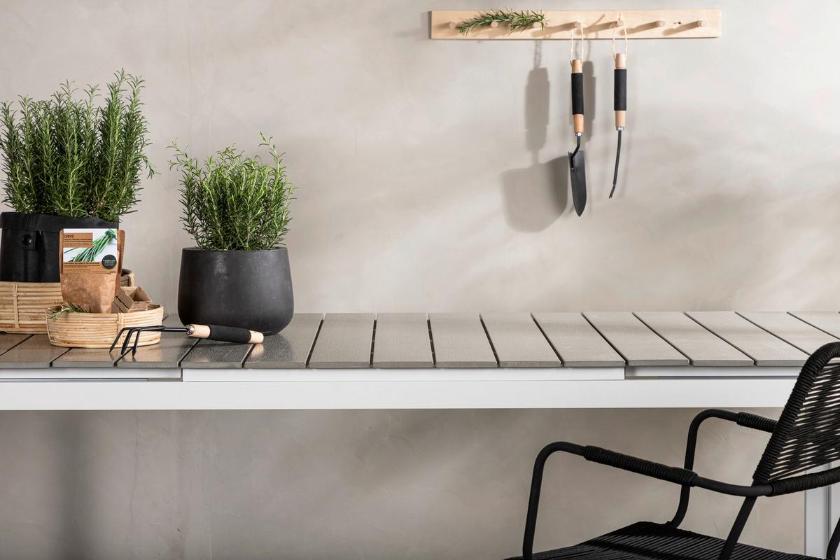 Gartentisch Levels - Weiß/Grau, KONVENTIONELL, Metall (229/100/75cm) - Gardenson