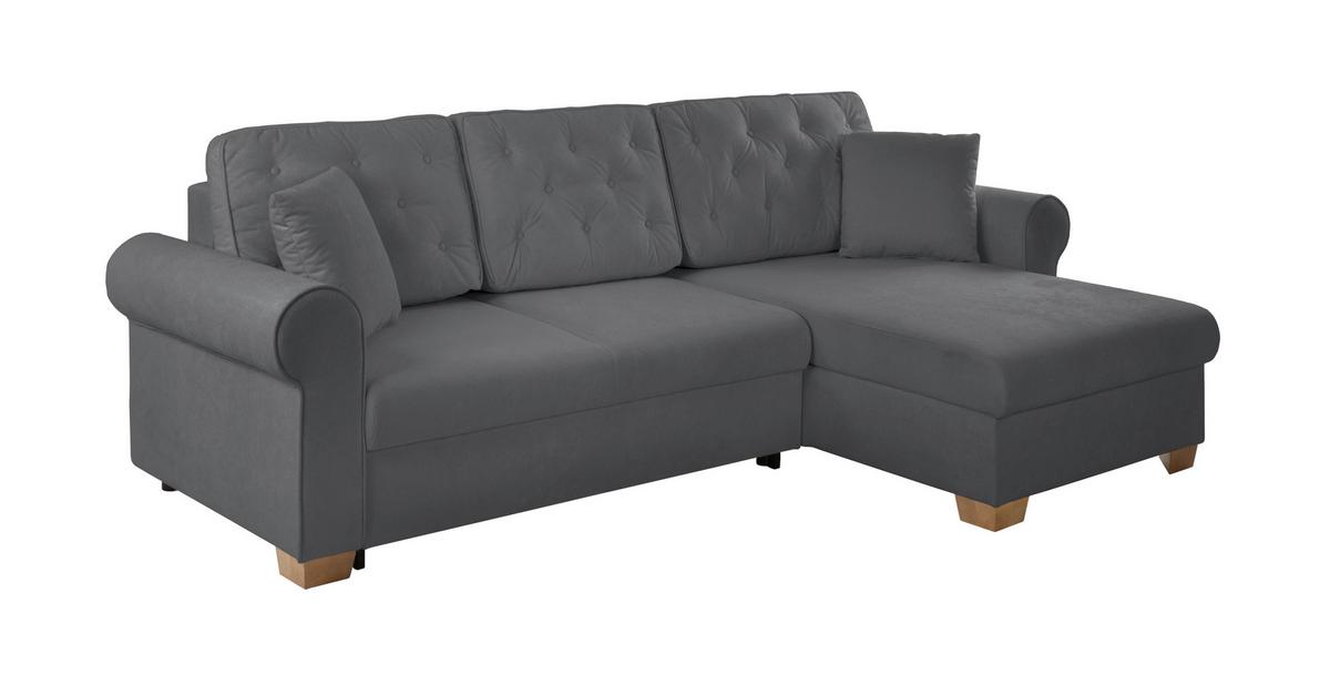 Ecksofa Arles Dunkelgrau 120 S: 266x161 Cm - Dunkelgrau/Buchefarben, Design, Textil (266/161cm) - MID.YOU