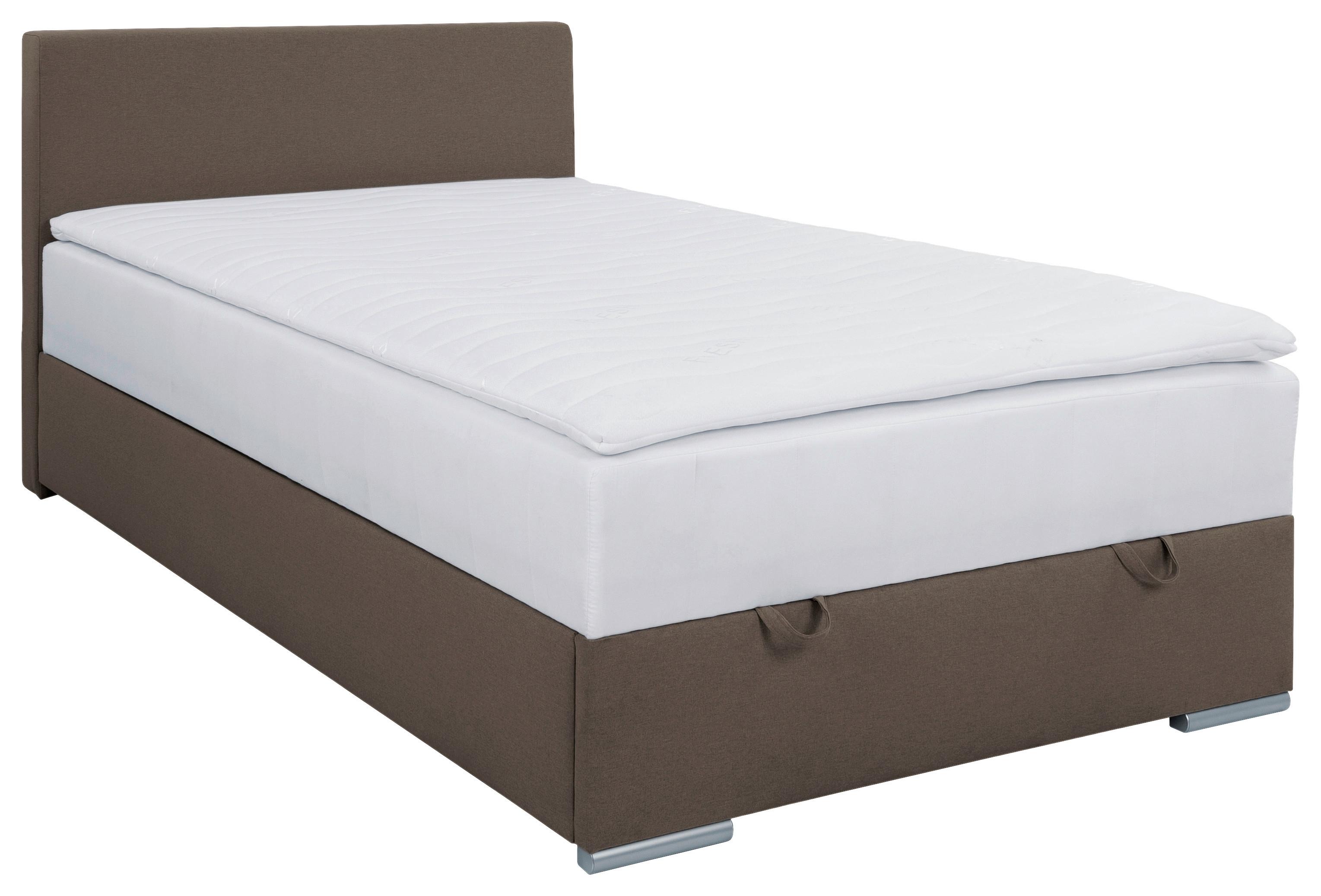 Polsterbett mit Topper 120x200 cm Cosi 120 Sandfarben - Sandfarben/Chromfarben, KONVENTIONELL, Holz/Textil (120/200cm)