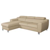 Ecksofa Aspen Lederlook Beige 176x242 cm - Chromfarben/Beige, Design, Leder/Textil (176/242cm) - Livetastic