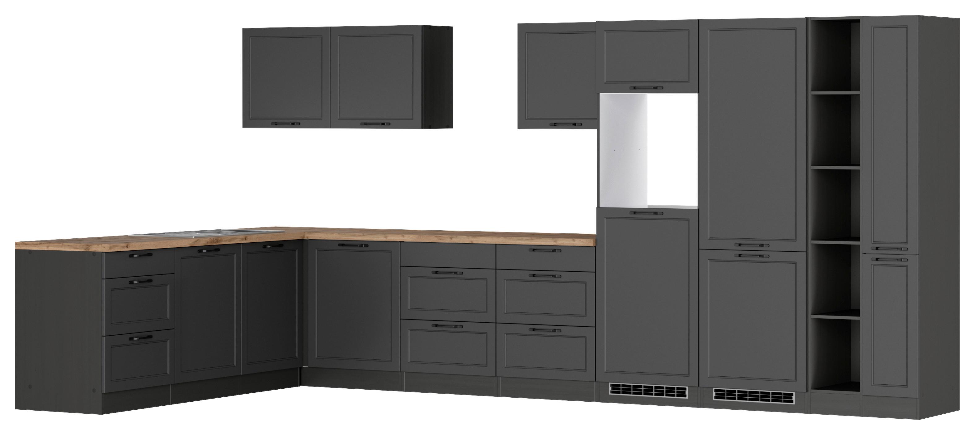 Eckküche Meran inkl. Spüle 240x420 cm Grau/Eiche Dekor - Eiche Wotan/Grau, LIFESTYLE, Holzwerkstoff (240/420cm) - Held
