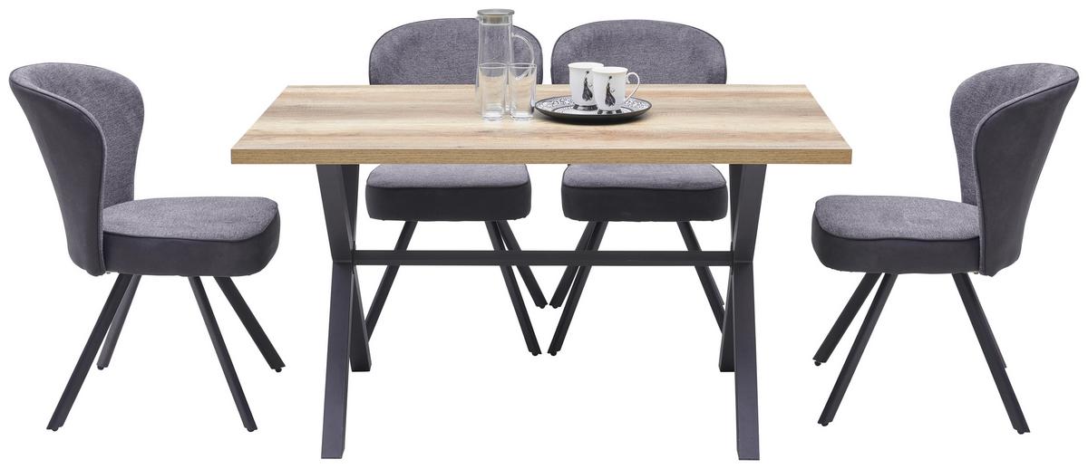 Étkezőasztal Bonny T - tölgyfa/antracit, Konventionell, faalapú anyag/fém (140/75/90cm)