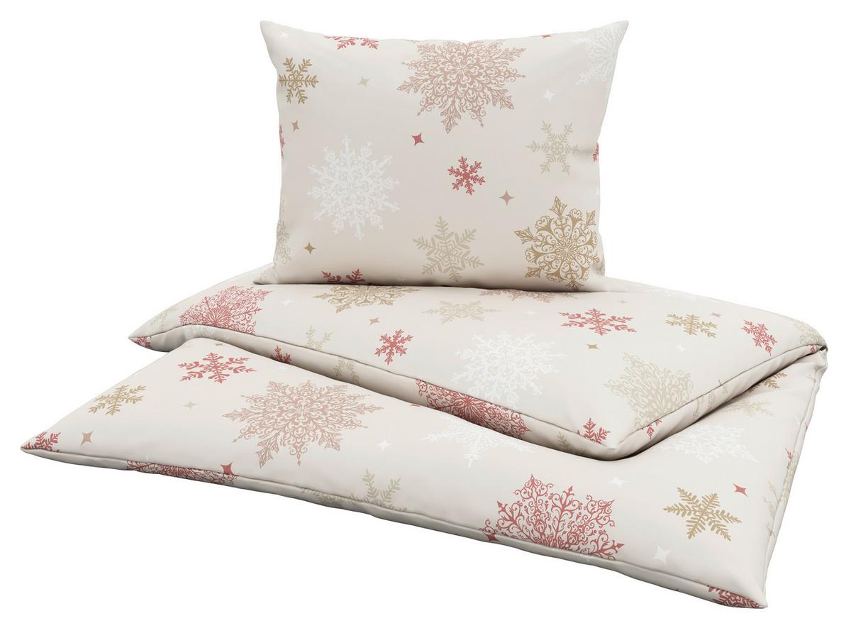 Bettwäsche Snowflake - Beige/Rot, MODERN, Textil - Luca Bessoni