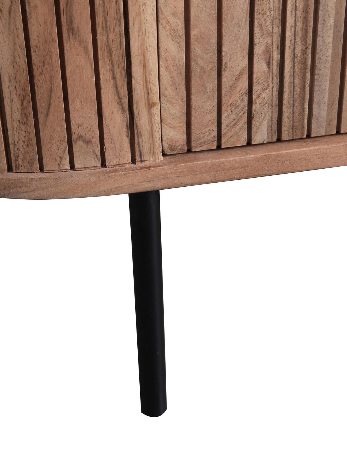 Kommode Kunja Akazie Massiv, B: 175 cm - Schwarz/Akaziefarben, Trend, Holz/Metall (175/80/40cm)
