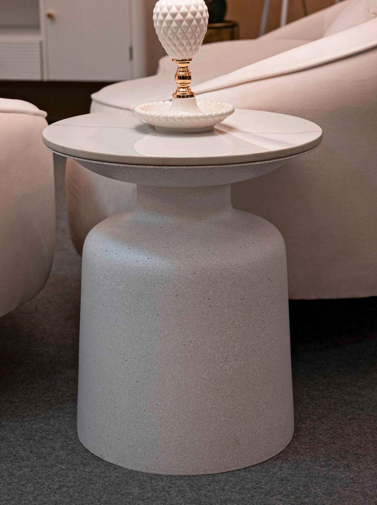 Couchtisch White Fush Weiß B: 40 cm - Weiß, Basics, Keramik/Metall (40/47/40cm)