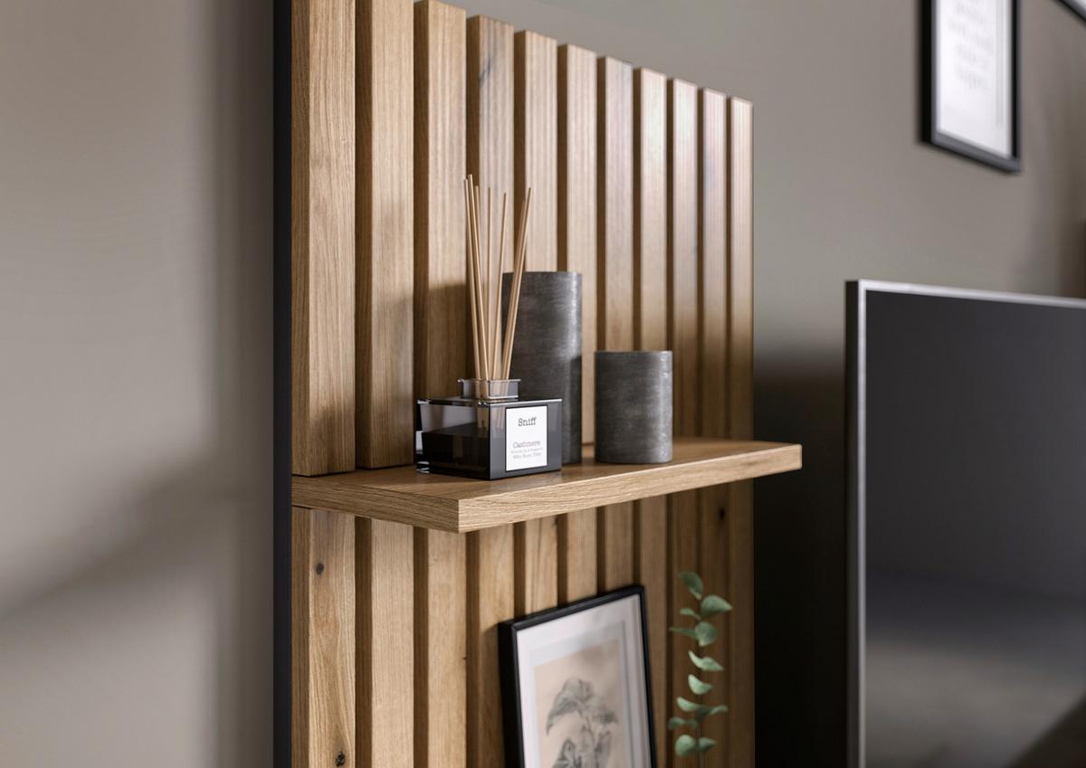 Obývačková stena Mailand š: 250cm - čierna/farba duba, Modern, kompozitné drevo/plast (250/135/38cm) - Mömax