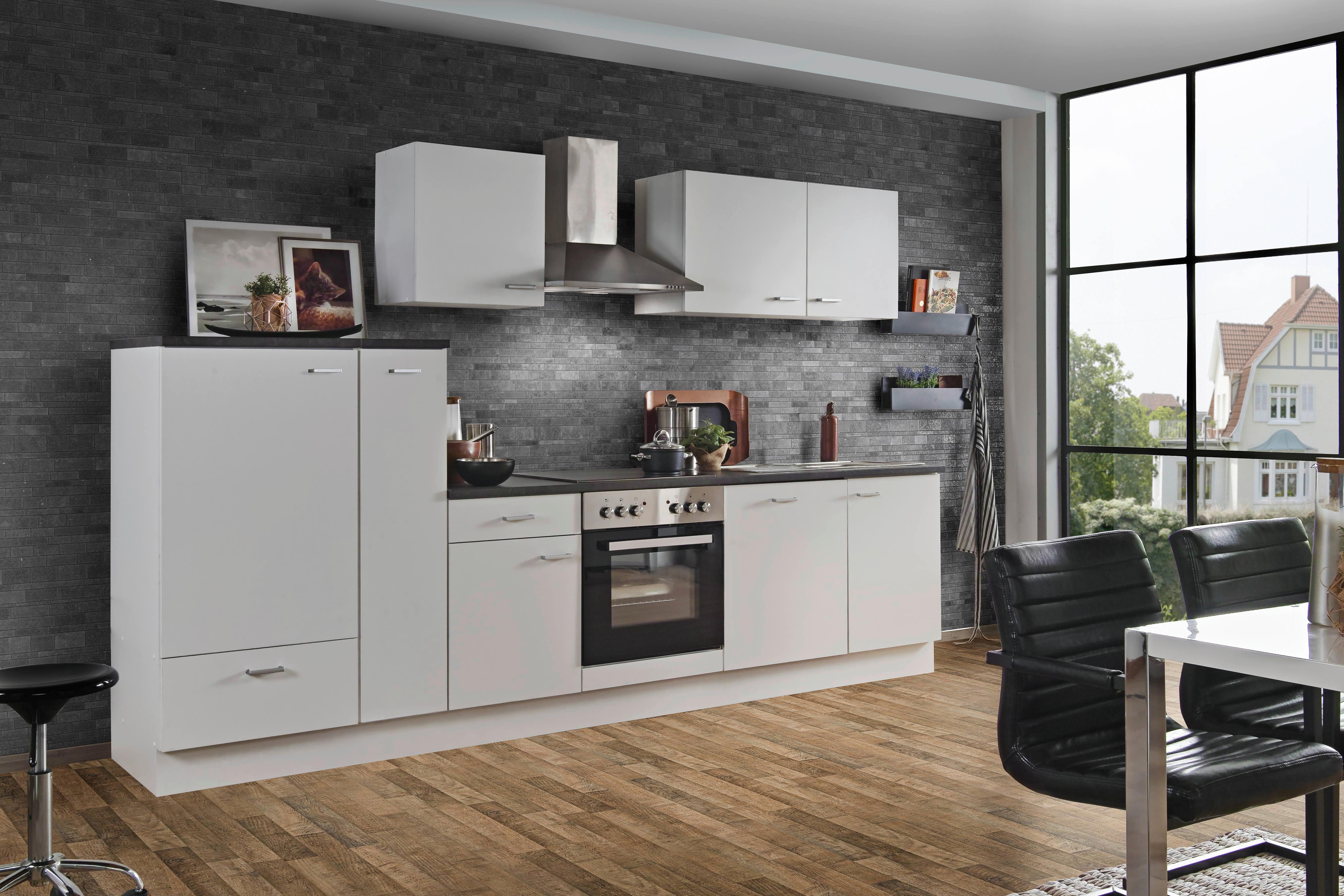 Küchenblock White-Classic - Graphitfarben/Weiß, KONVENTIONELL, Holzwerkstoff (310cm) - Menke