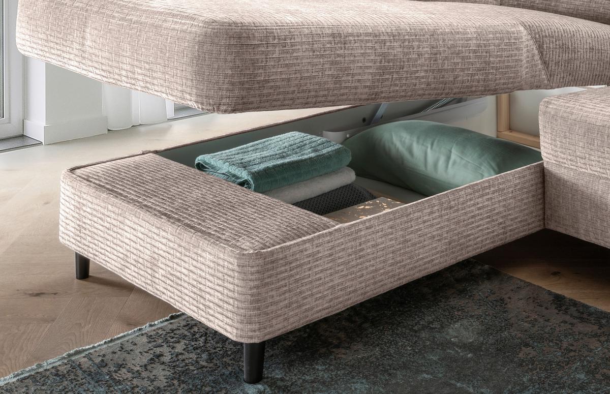 Ecksofa Cavoli, Beige S: 176x279 cm - Beige/Schwarz, MODERN, Textil (176/279cm) - Livetastic