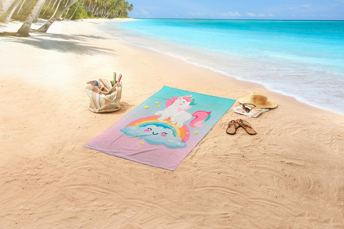 STRANDTUCH SWEETY - Türkis/Hellrosa, Trend, Textil (75/150cm)
