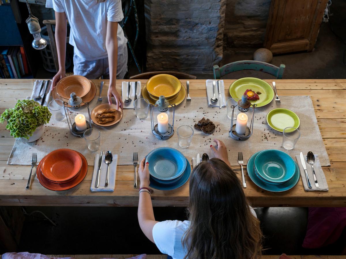 Tafelservice Keramik 6 Personen Geschirr Set - Türkis/Blau, MODERN, Keramik (39/35/41cm) - Tognana