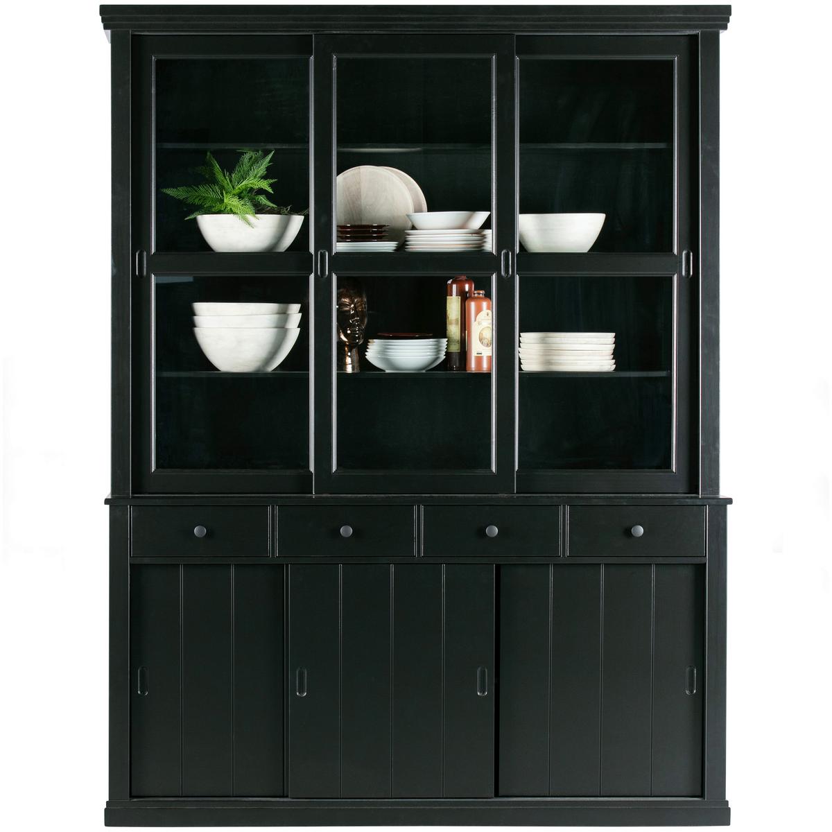Vitrine Lagos Schwarz B: 166 Cm - Schwarz, Design, Glas/Holz (166/214/48cm) - Livetastic