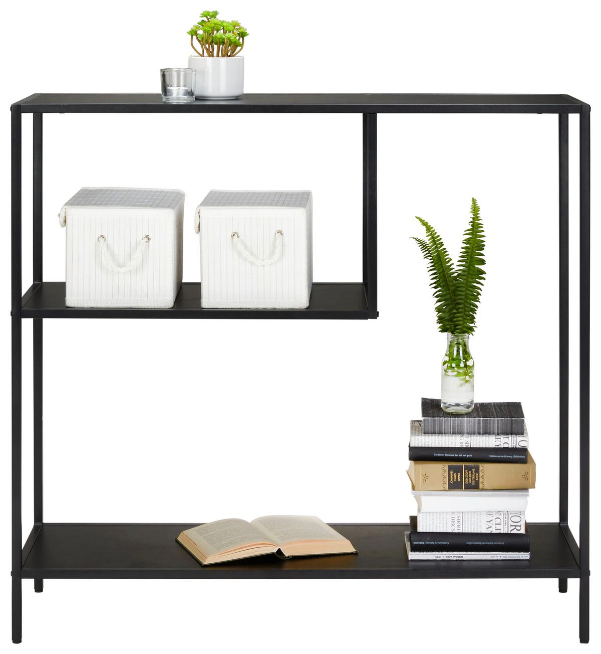 Regál GABE, čierny - čierna, Modern, kov/kompozitné drevo (100/96/33cm) - Mömax