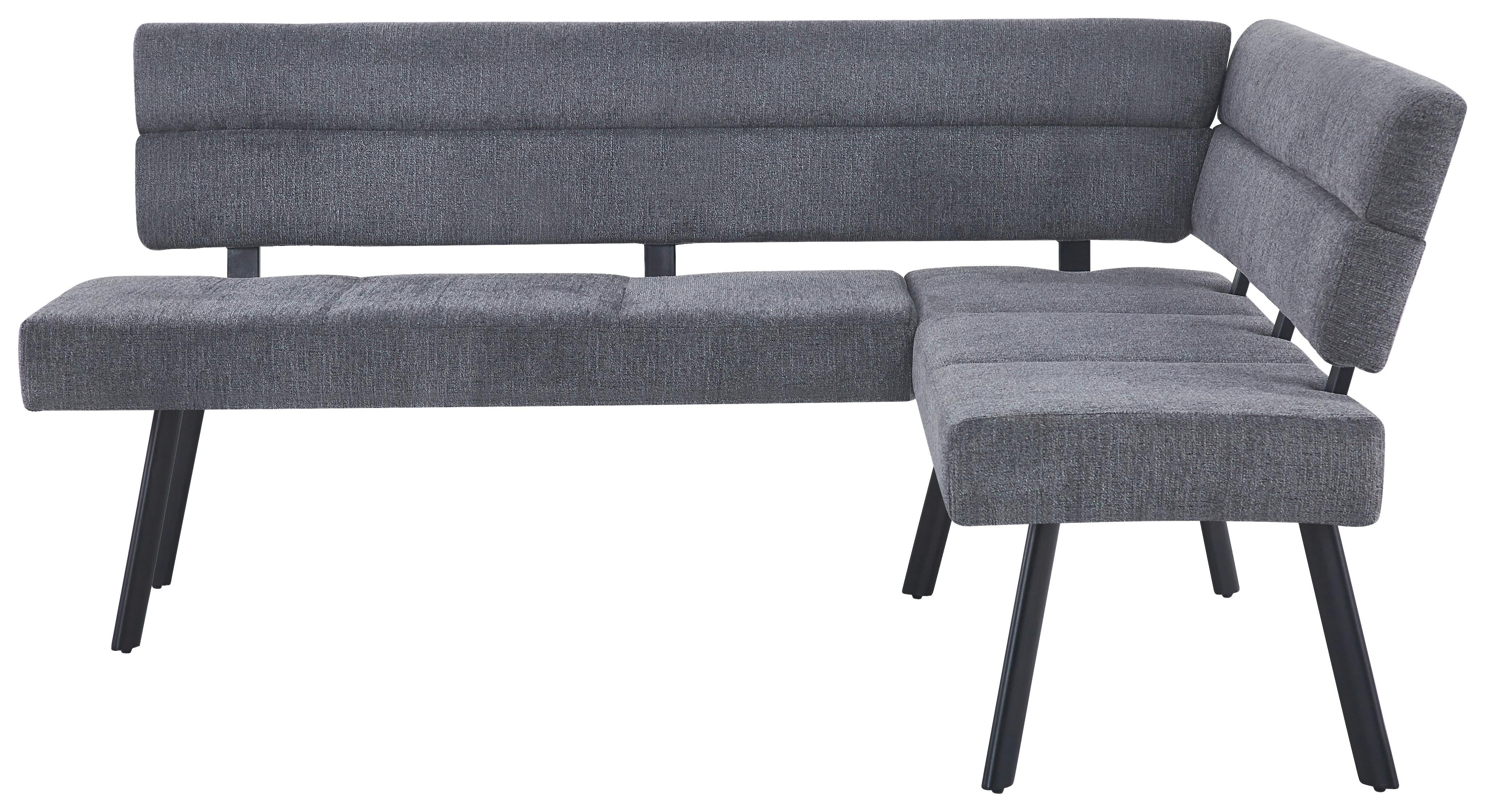 Eckbank Paros Anthrazit, S: 190x150 cm - Anthrazit/Schwarz, KONVENTIONELL, Textil/Metall (190/150cm) - MID.YOU