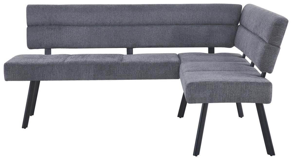 Eckbank Paros Anthrazit, S: 190x150 cm - Anthrazit/Schwarz, KONVENTIONELL, Textil/Metall (190/150cm) - MID.YOU