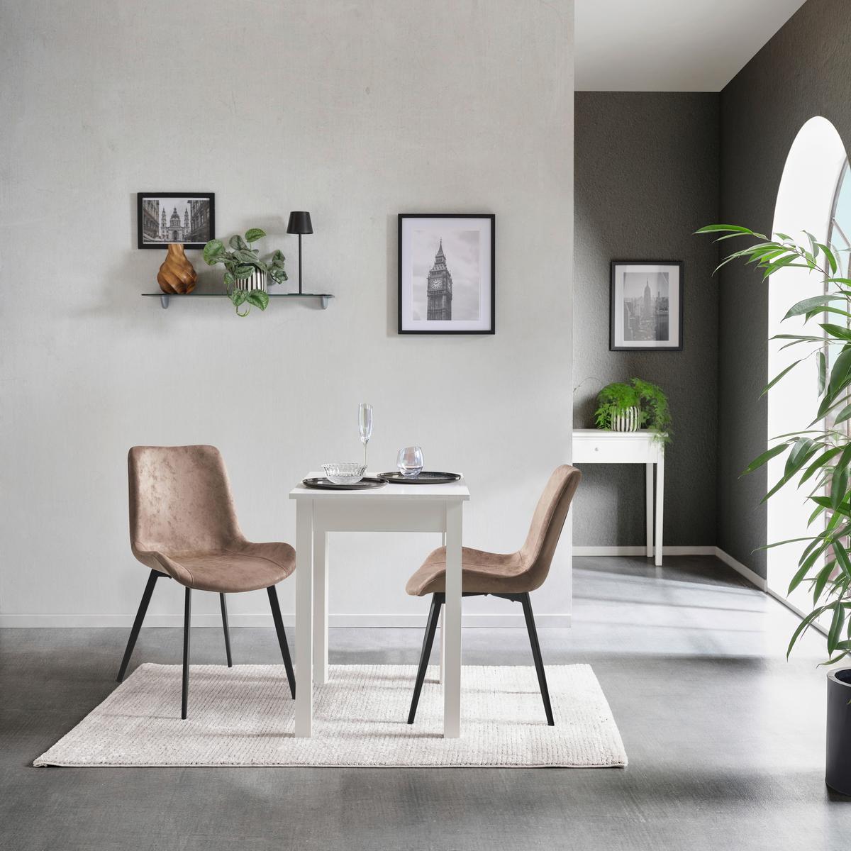 Vierfußstuhl Lorne Beige/Schwarz, Gepolstert - Beige/Schwarz, KONVENTIONELL, Textil/Metall (52/84,5/56cm)