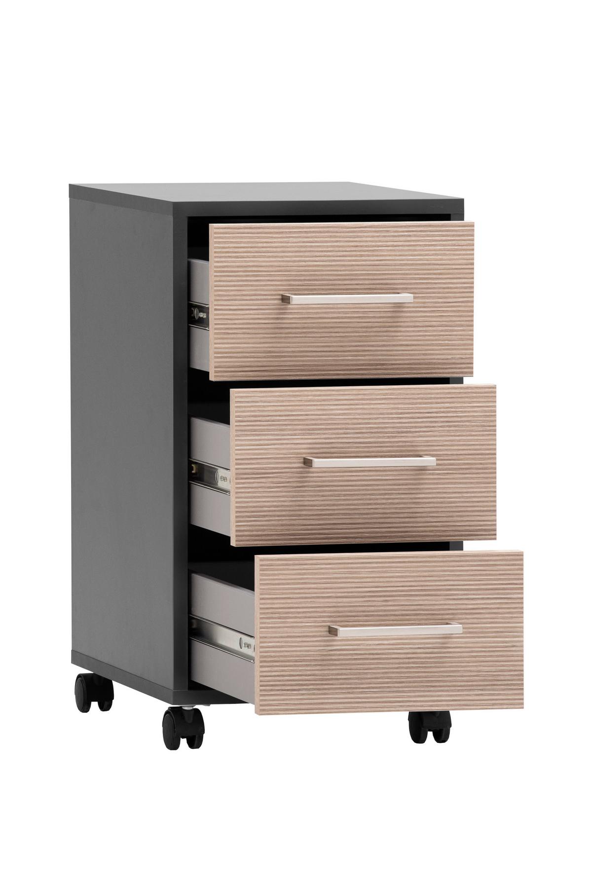 Rollcontainer Metz Anthrazit B: 32,6cm - Beige/Anthrazit, MODERN, Holzwerkstoff/Kunststoff (32,6/59,7/39,1cm) - MID.YOU