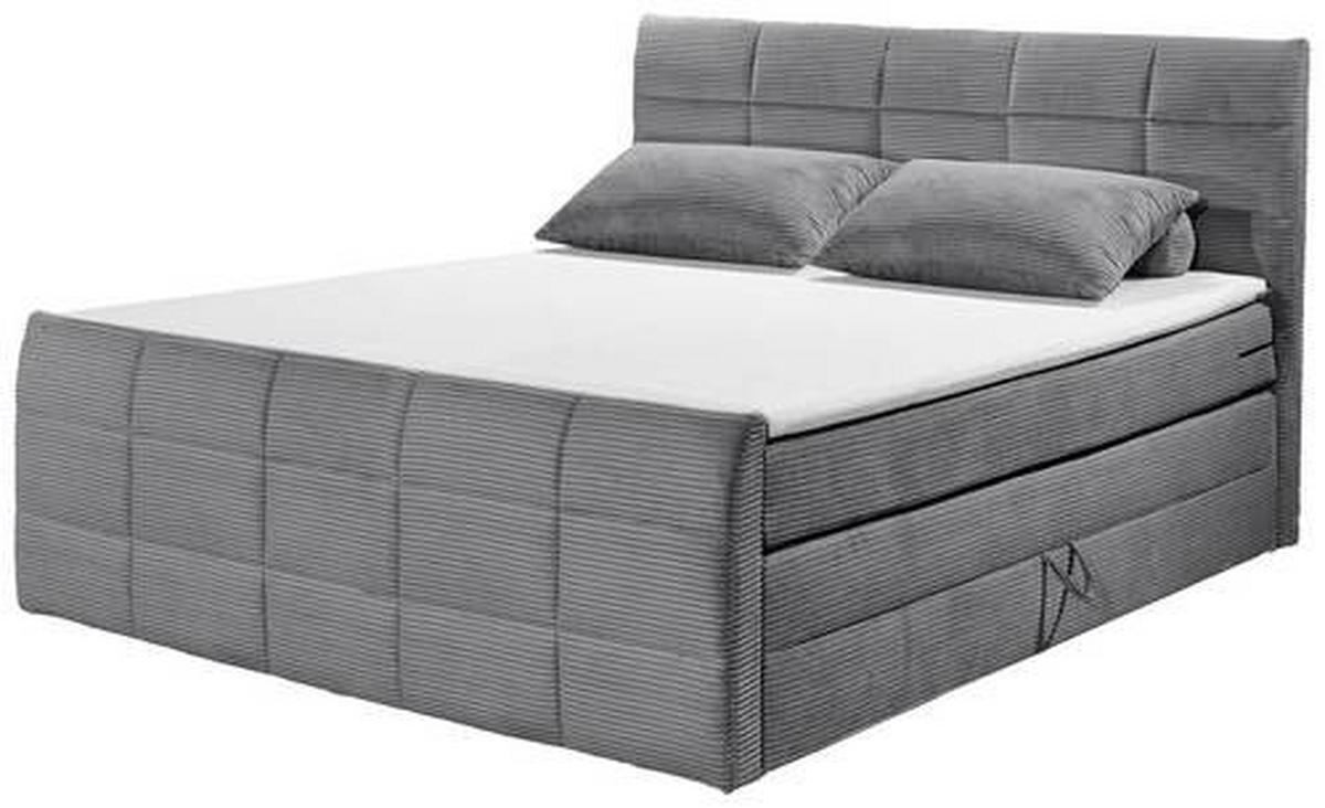 Boxspringbett Bolivia 6 - Dunkelgrau/Schwarz, MODERN, Holzwerkstoff/Textil (180/200cm) - MID.YOU