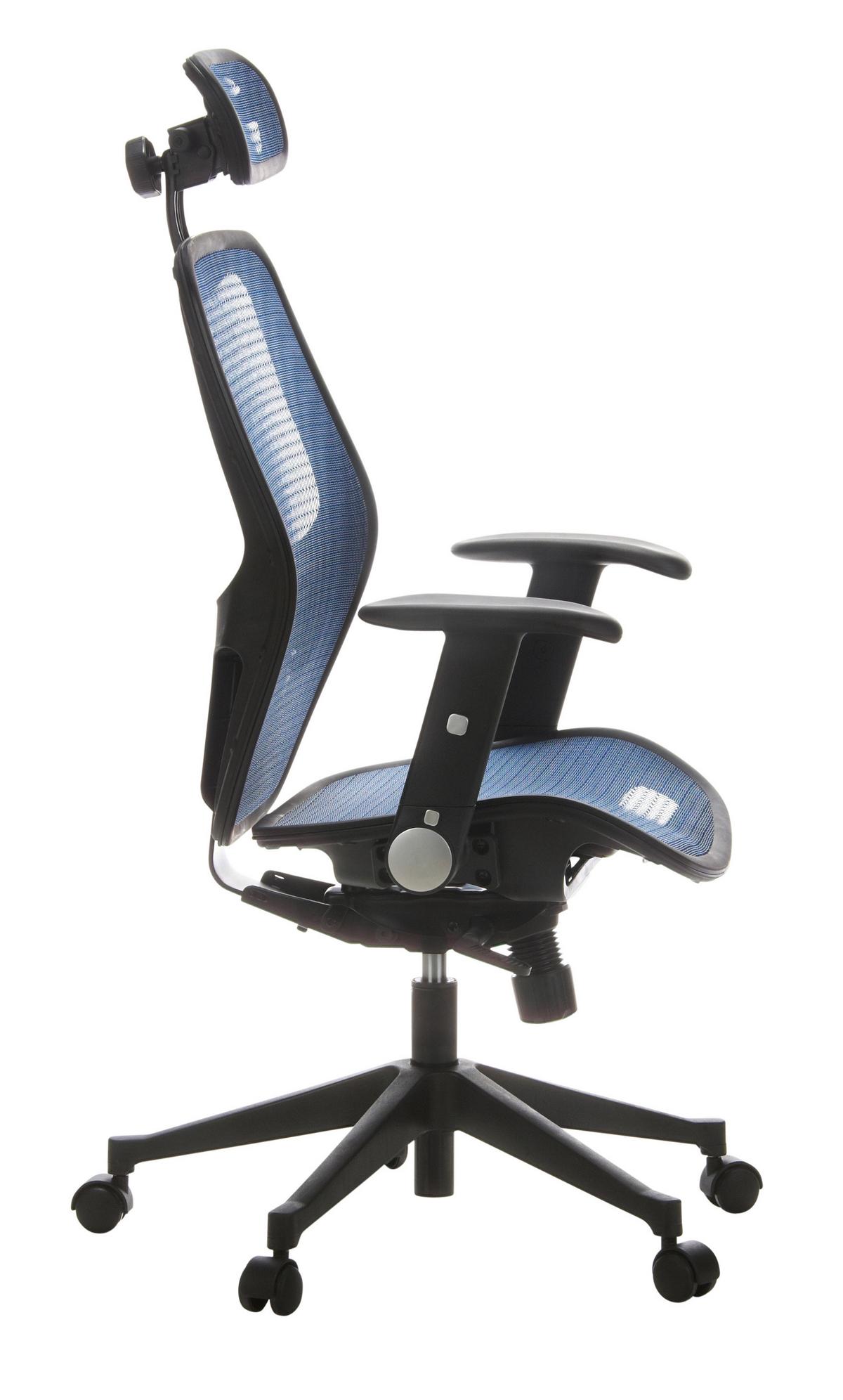 Drehstuhl  Air-Port Mit Armlehnen Blau/Schwarz - Blau/Schwarz, Basics, Kunststoff/Textil (59/117/48cm) - MID.YOU