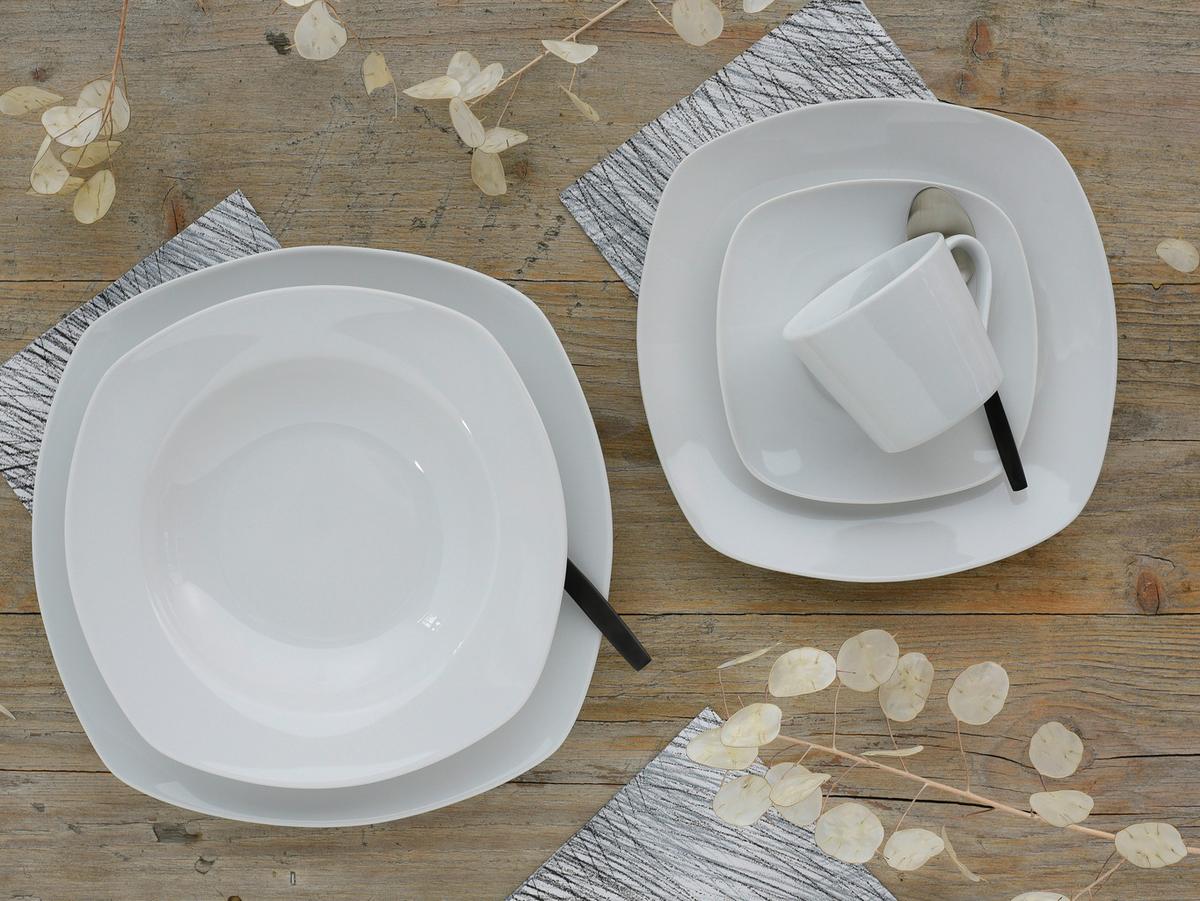 Kombinovaný servis Amelie biely, 30 dielny pre 6 osôb - biela, Basics, keramika (34,4/29,2/35cm)