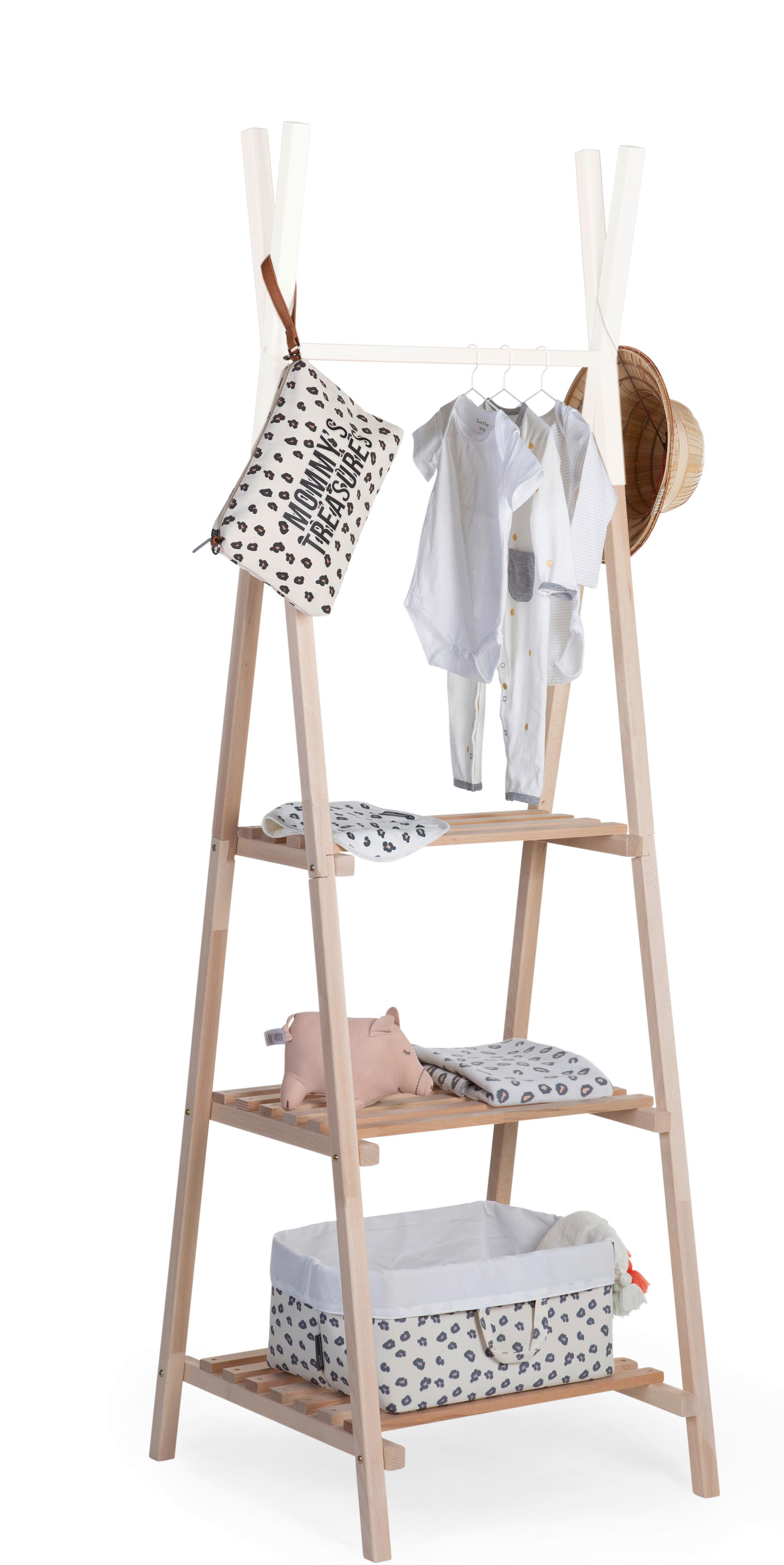 Kindergarderobe, Tipi Buche Massiv, B: 60 cm - Wengefarben/Weiß, Basics, Holz (60/197/60cm) - Childhome