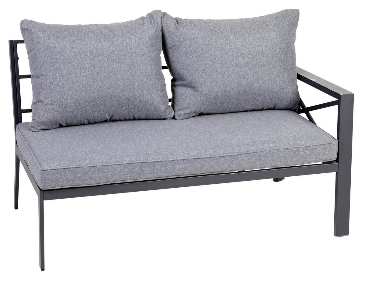 Loungegarnitur 4-Tlg Amsterdam aus Aluminium mit Glasplatte - Anthrazit, Basics, Glas/Textil (131,5/77/72cm) - Gardenson