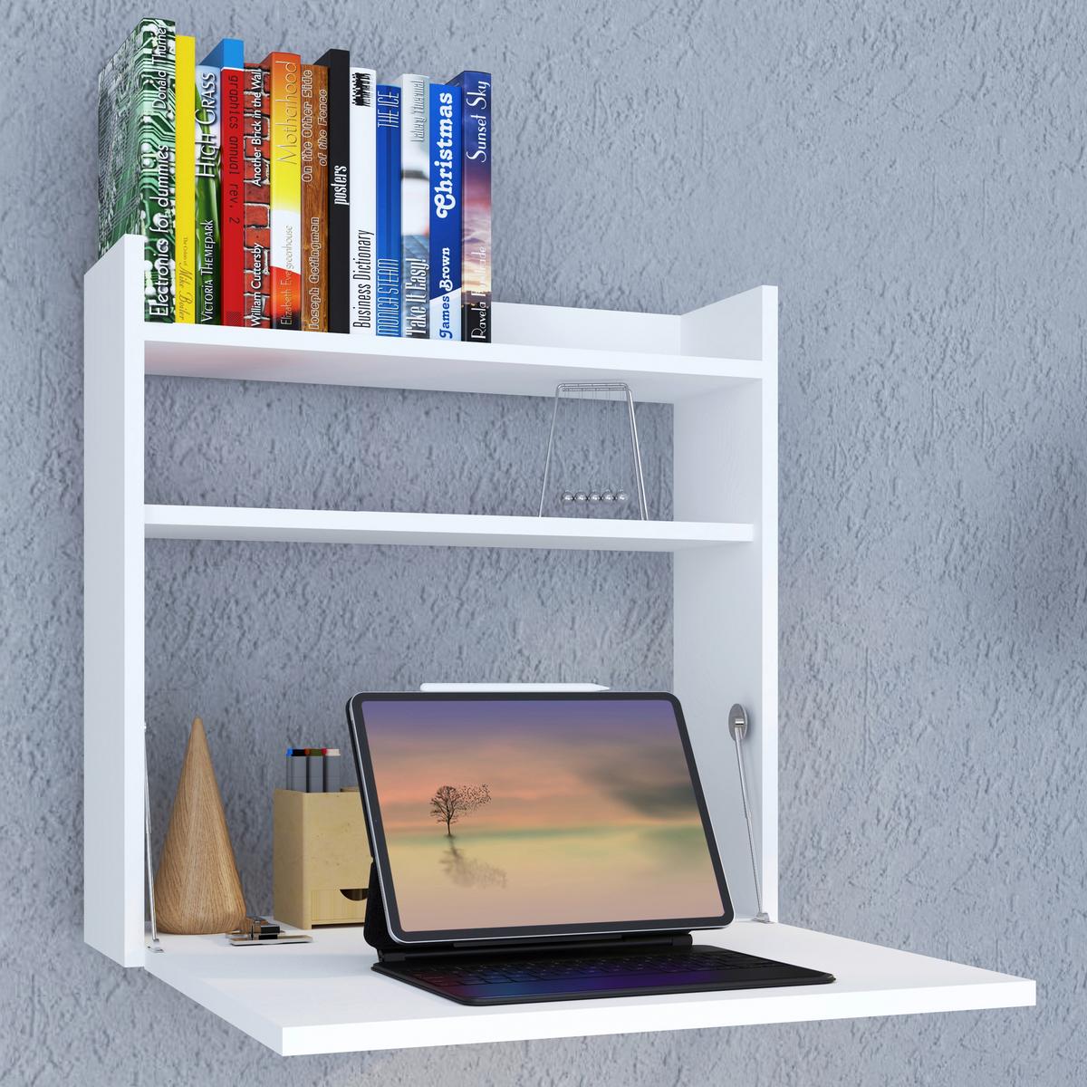 Schreibtisch Dralis Weiß B: 20 cm - Weiß, Basics, Holzwerkstoff (60/20/60cm) - MID.YOU