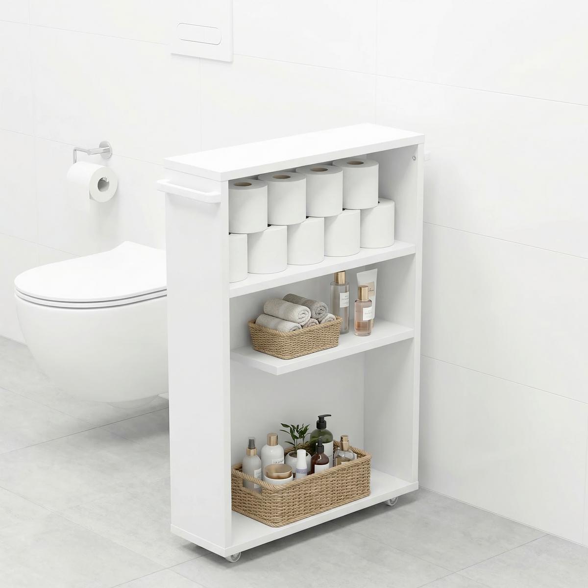 MIDISCHRANK Nilari Weiß B: 20cm - Silberfarben/Weiß, Trend, Holzwerkstoff (20/61/45cm) - MID.YOU