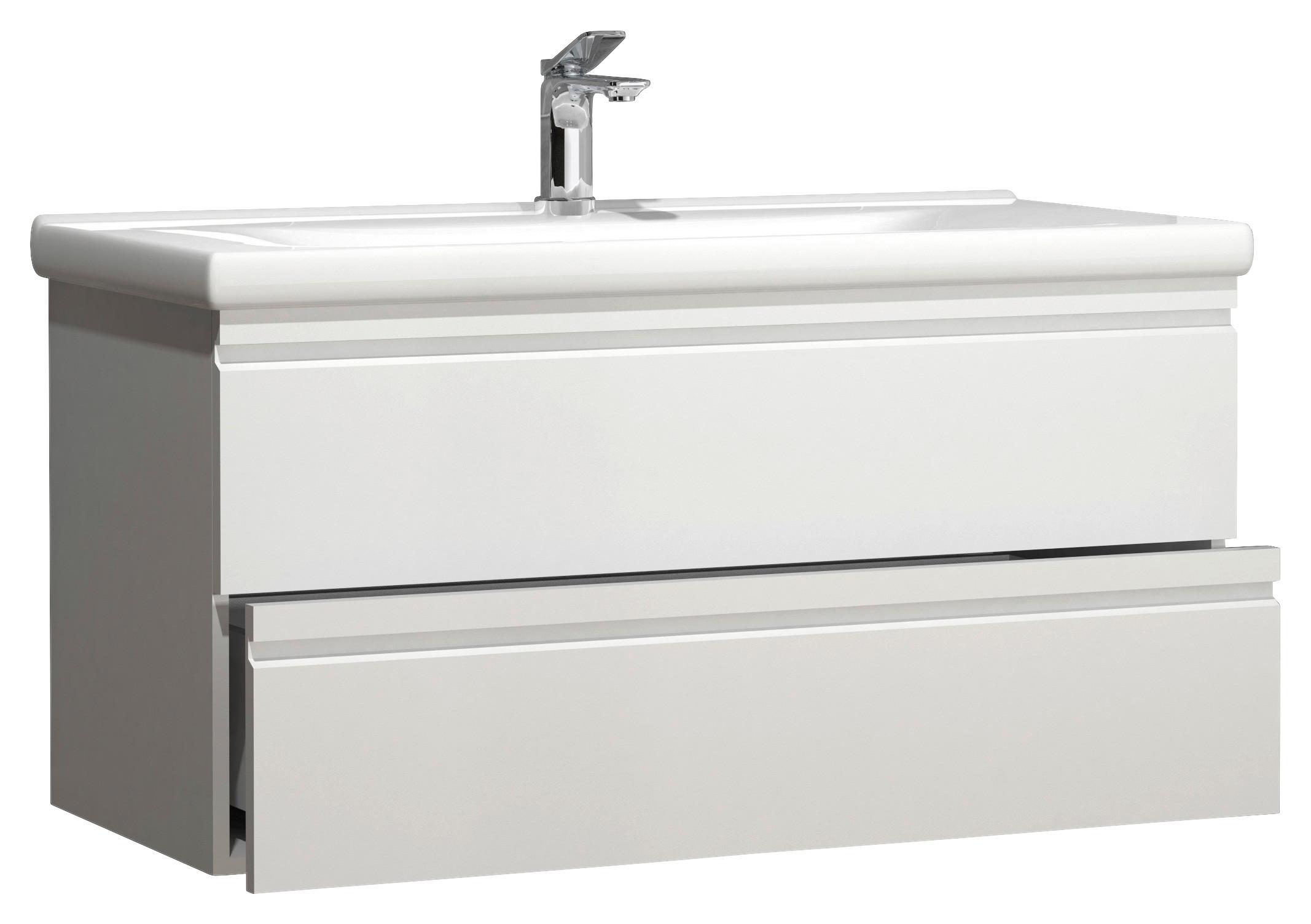 Waschtischkombi Silora XL - Weiß, MODERN, Keramik/Holzwerkstoff (100cm) - MID.YOU