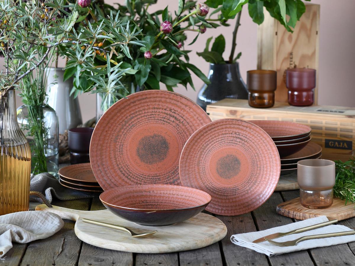 Tafelservice Neapel 12-Teilig Steinzeug, Braun, 4 Personen - Terracotta/Braun, Basics, Keramik - Creatable