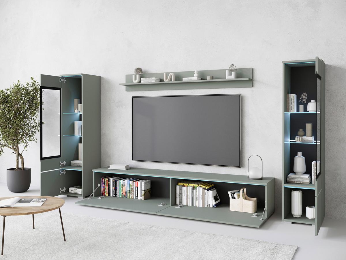 OBÝVACÍ STĚNA VERA II - šedá/zelená, Trend, kompozitní dřevo/plast (240/130/33cm)
