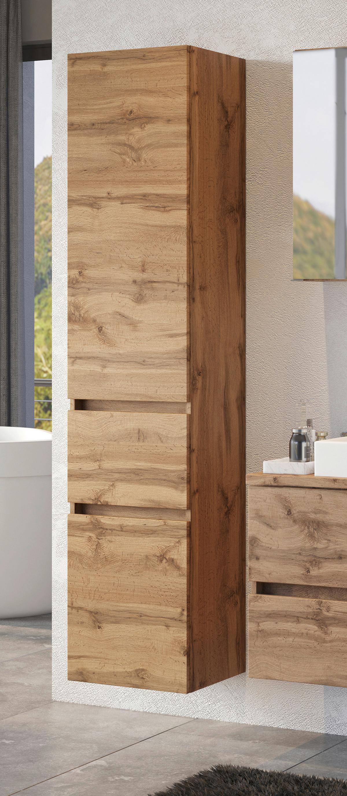 Hochschrank Pienza B: 40 cm Eiche Wotan Dekor - Silberfarben/Eiche Wotan, MODERN, Holzwerkstoff (40/180/35cm) - Held