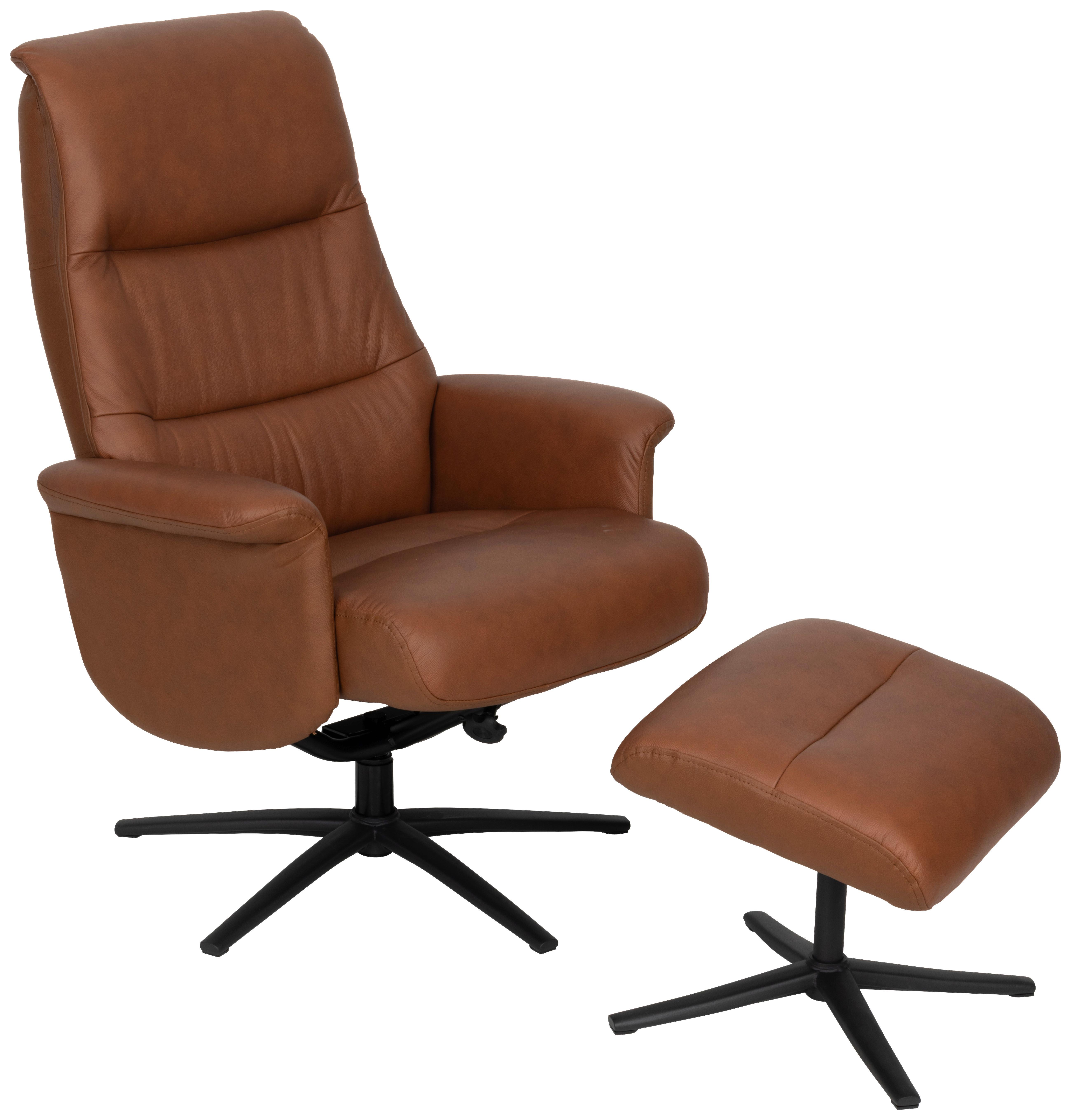 Relaxsesselset Repose Kupferfarben B: 76 cm - Schwarz/Kupferfarben, Design, Leder/Textil (76/107/79cm) - Livetastic