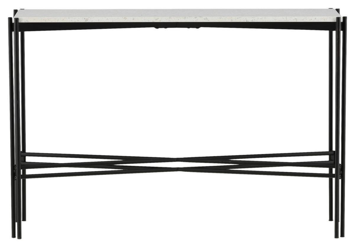 Beistelltisch Razzia - Schwarz/Weiß, Design, Stein/Metall (110/30/75cm) - Livetastic