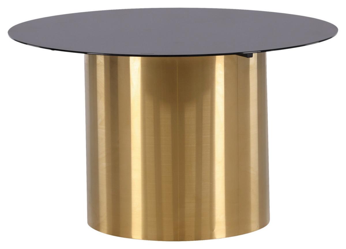 Couchtisch Ystad - Goldfarben/Schwarz, Design, Glas/Metall (80/80/46cm) - Livetastic