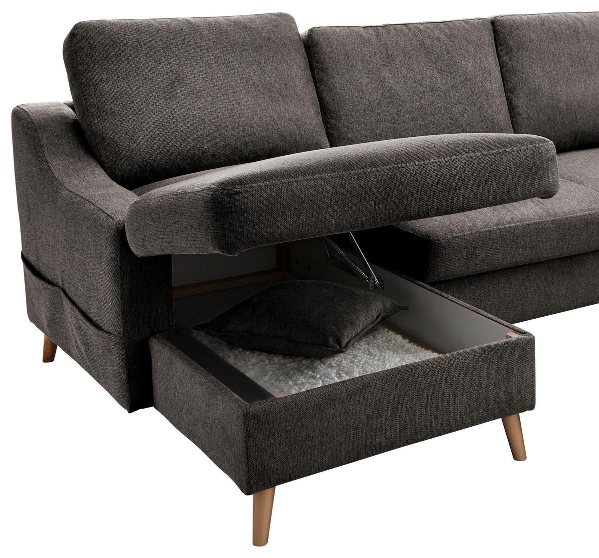 Wohnlandschaft Valentina Mit Schlaffunktion Braun - Braun/Naturfarben, KONVENTIONELL, Textil (150/301/200cm) - P & B