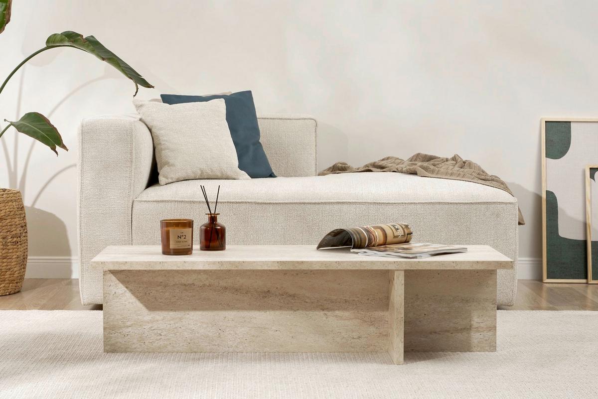 COUCHTISCH Travertine B: 120cm - Elfenbein, MODERN, Holzwerkstoff (120/30/45cm)