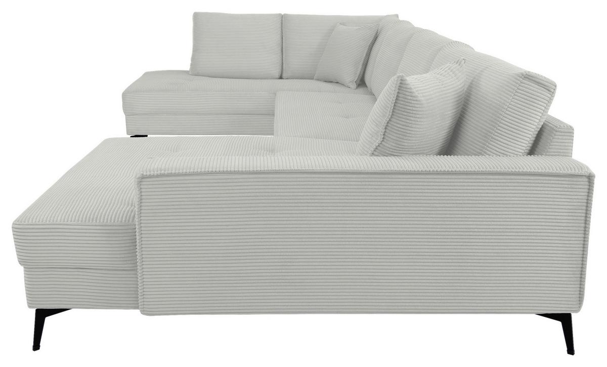 Wohnlandschaft Zero Cremeweiß U-Form 195x362x173cm - Creme/Schwarz, Trend, Textil (195/362/173cm)