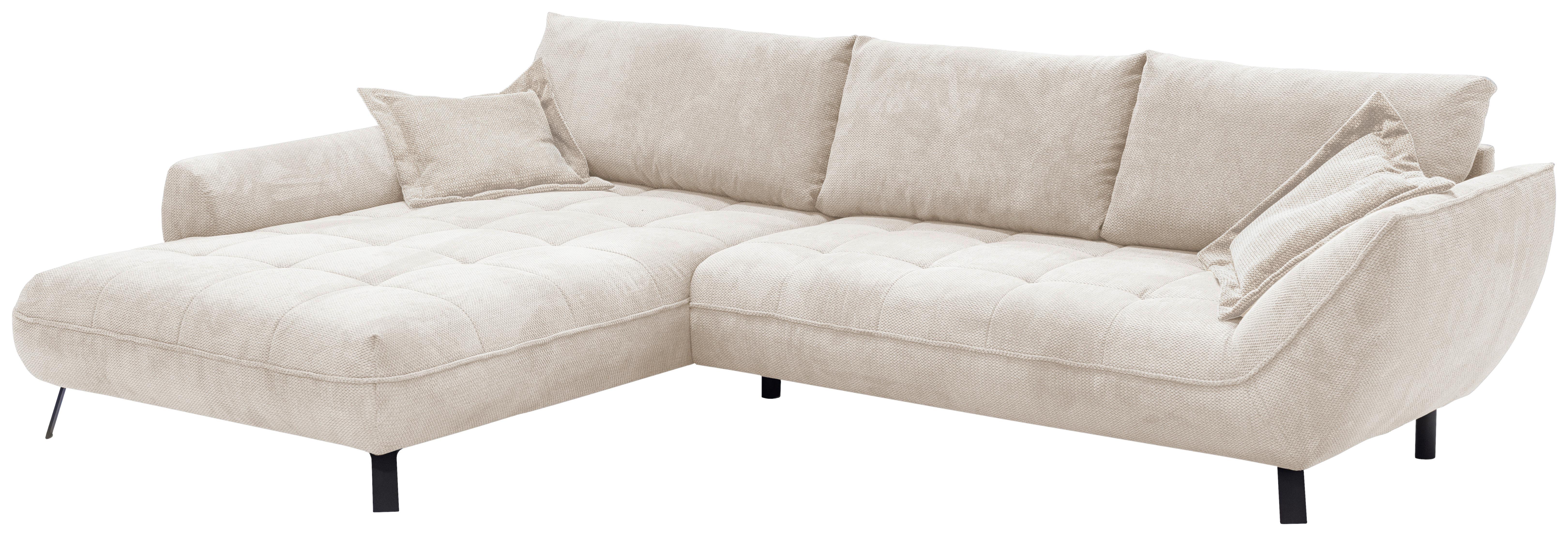 Ecksofa Biarritz, Beige Schenkel: 204x324 cm - Beige/Schwarz, Design, Textil (205/324cm) - Livetastic