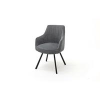 Armlehnstuhl Sassello Chenille Grau 180° drehbar - Schwarz/Grau, KONVENTIONELL, Textil/Metall (60/87/61cm)