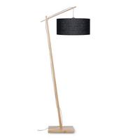 Stehlampe Andes Schwarz/ Naturfarben mit Fußschalter - Schwarz/Naturfarben, Design, Holz/Textil (70/176cm) - Good & Mojo