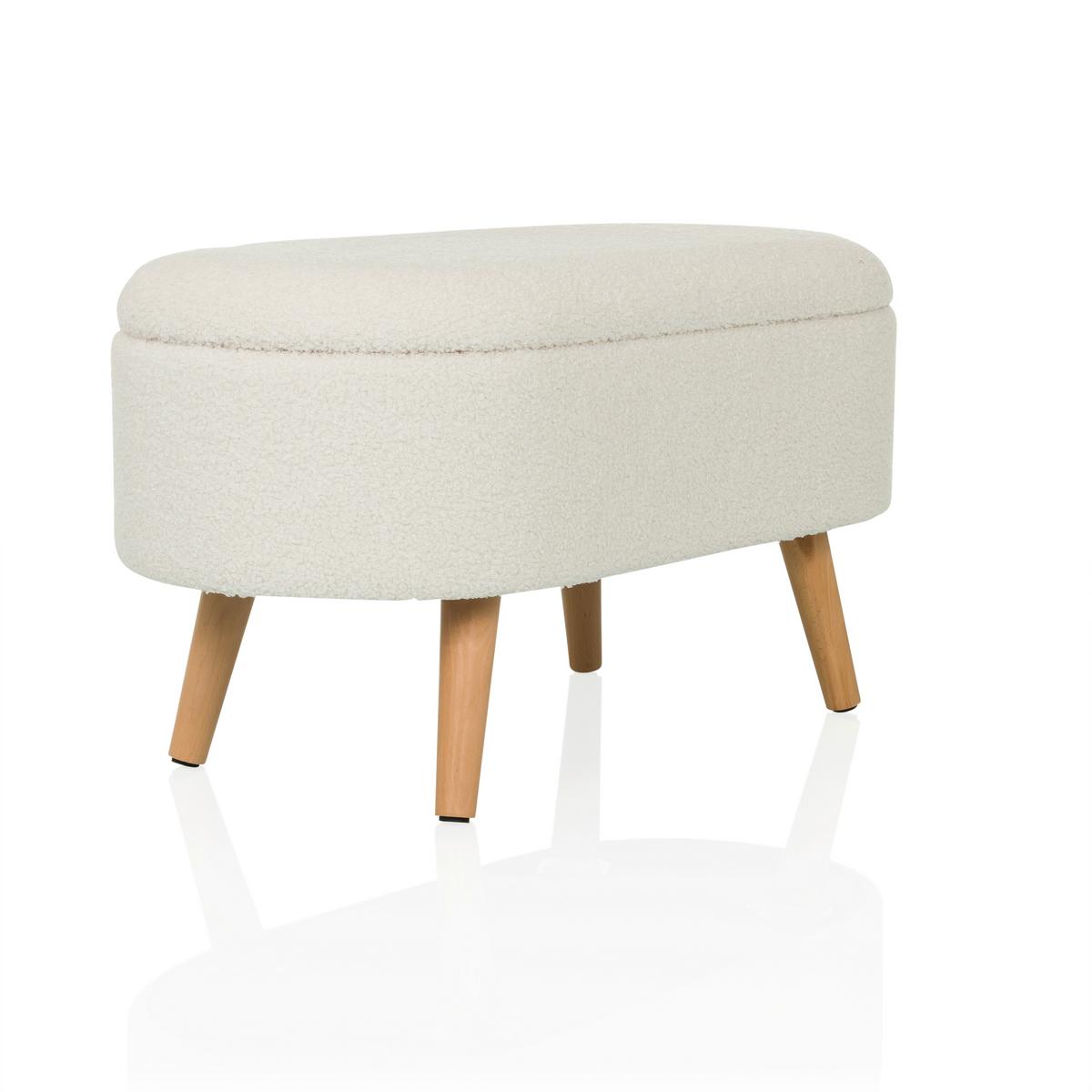 Hocker Storiano Weiß B: 82 Cm - Eichefarben/Weiß, MODERN, Textil (82/43/47cm) - MID.YOU