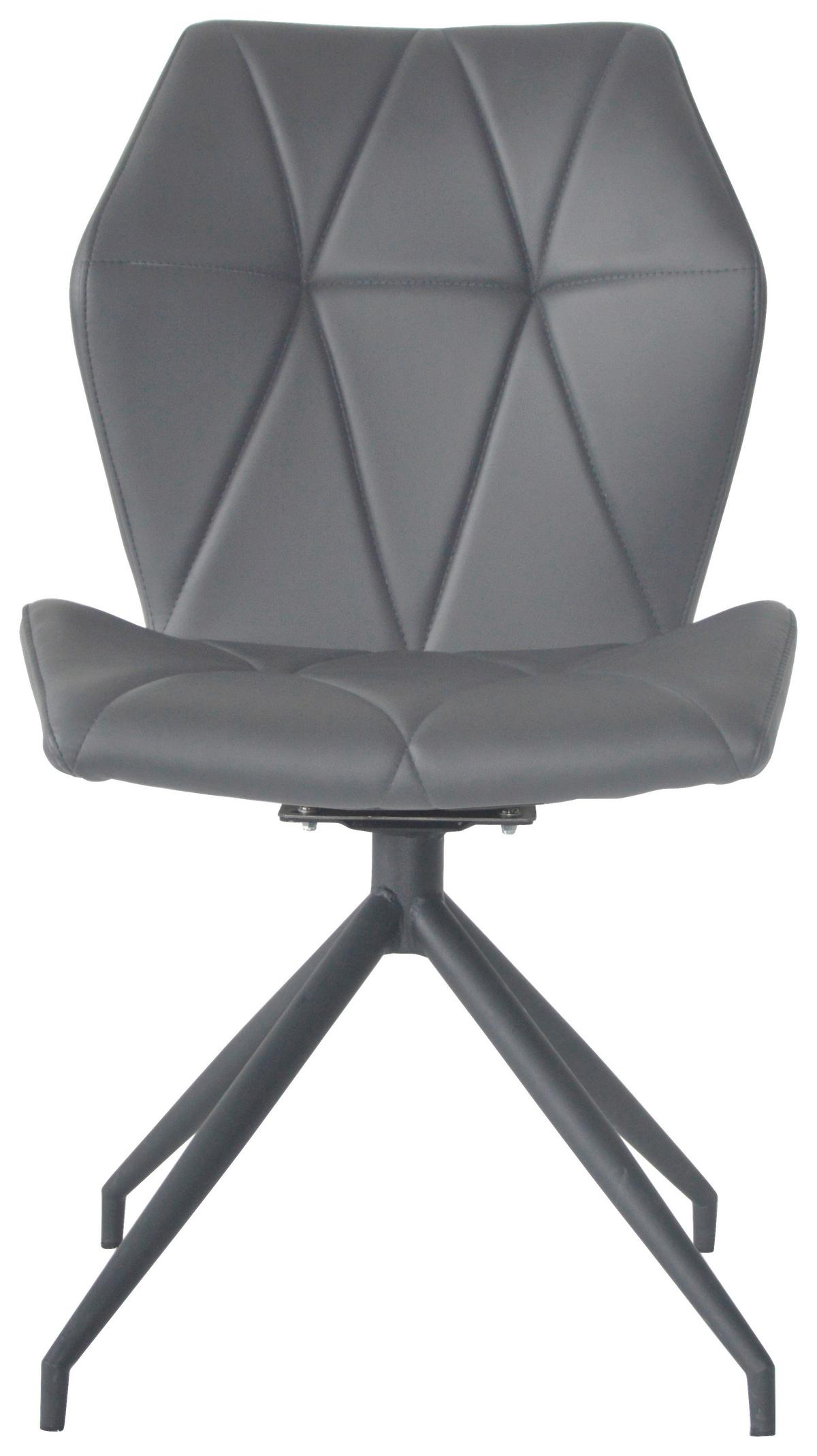 Esszimmerstuhl Imke Grau/ Schwarz Gepolstert 2-er Set - Schwarz/Grau, KONVENTIONELL, Textil/Metall (52/90,5/62cm) - MID.YOU