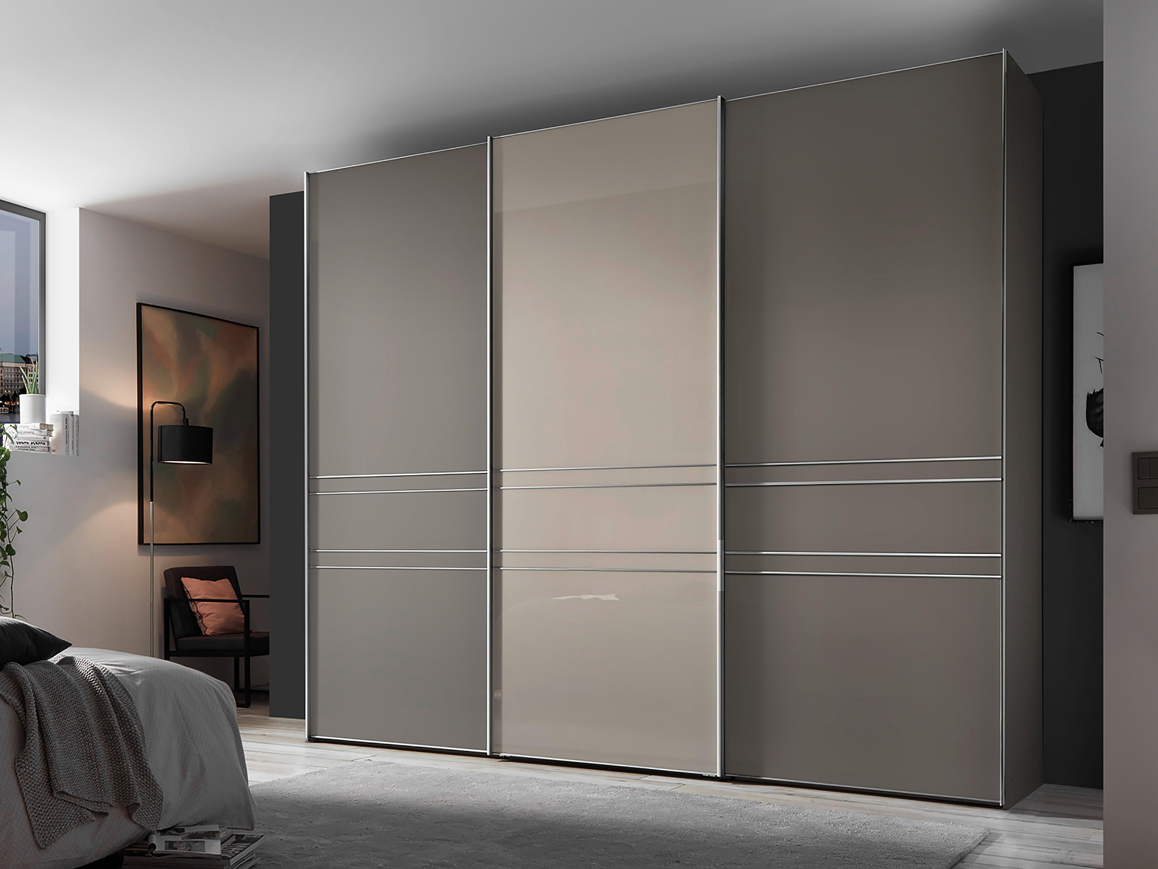 Tolóajtós Szekrény Sinfonie Mocca 280/240 Cm - homok, Modern, faalapú anyag/Üveg (280/239/68cm)