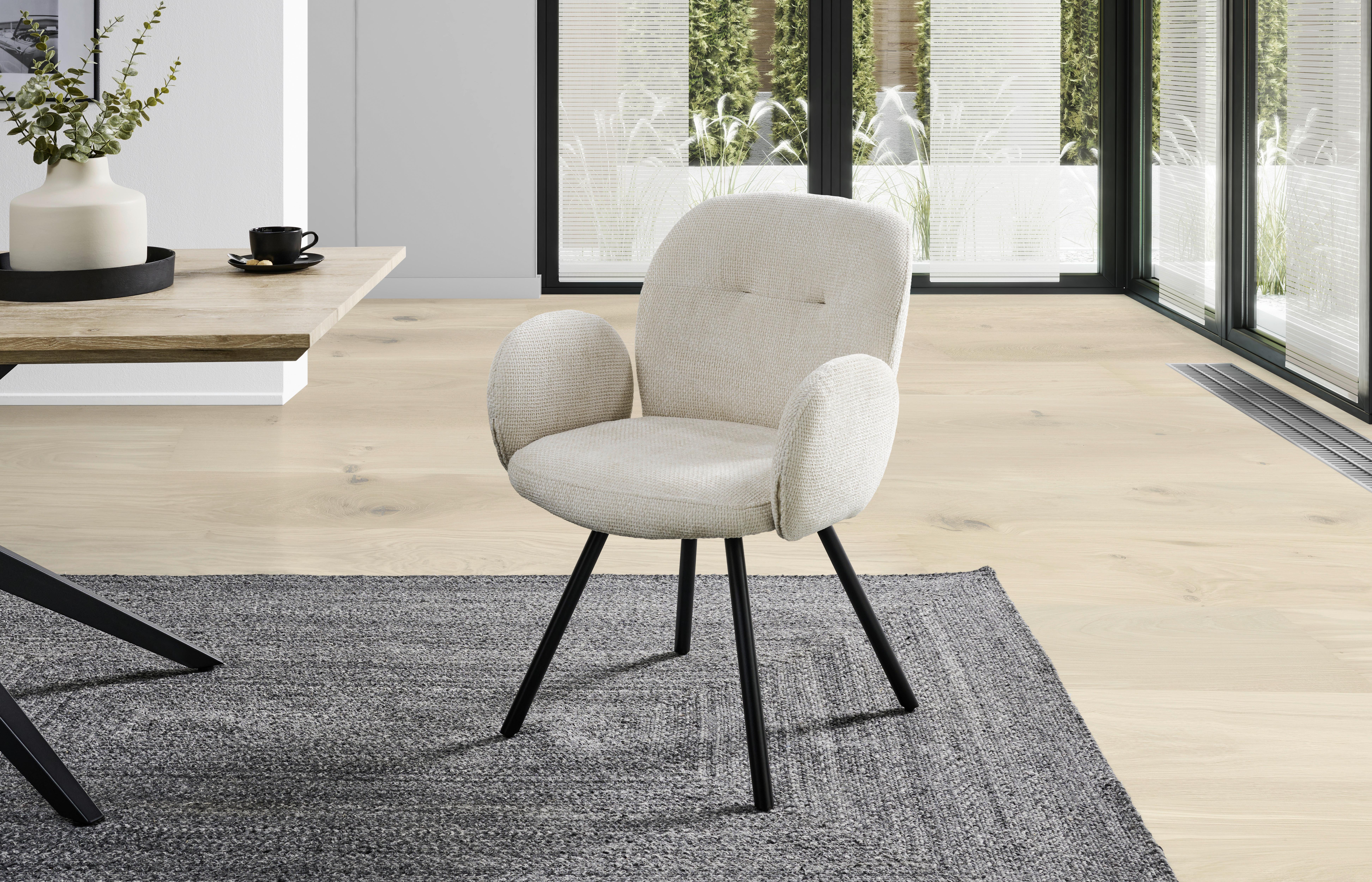 Armlehnstuhl Niklas Schwarz/Weiß Gepolstert - Schwarz/Weiß, LIFESTYLE, Holz/Textil (60/87/65cm) - Livetastic